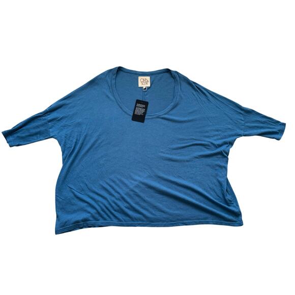 CHASER Oversized Scoop Neck Top | Blue | Size Medium NWT - Picture 4 of 4